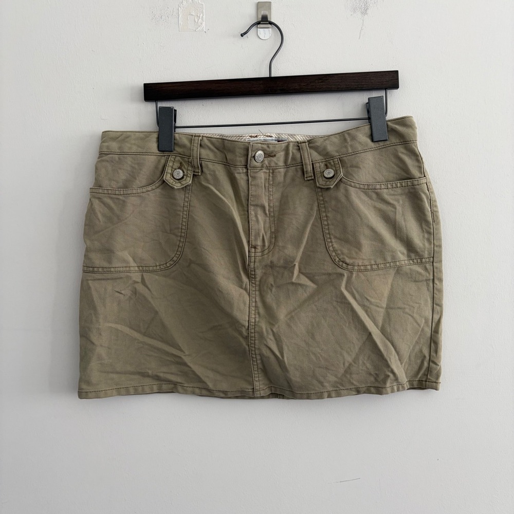 Old Navy Khaki Mini Skirt Ultra Low Waist Tan Cotton Size 12